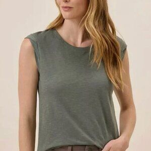 Pact Featherweight 100% Organic Cotton Slub Muscle Tee Olive/Gray